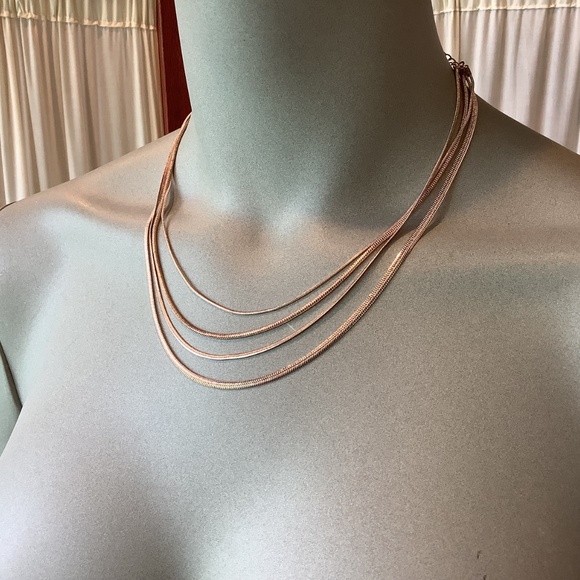 Lauren Conrad Multi String Rose Gold Tone Necklace NWT 16 Inch - Picture 6 of 8